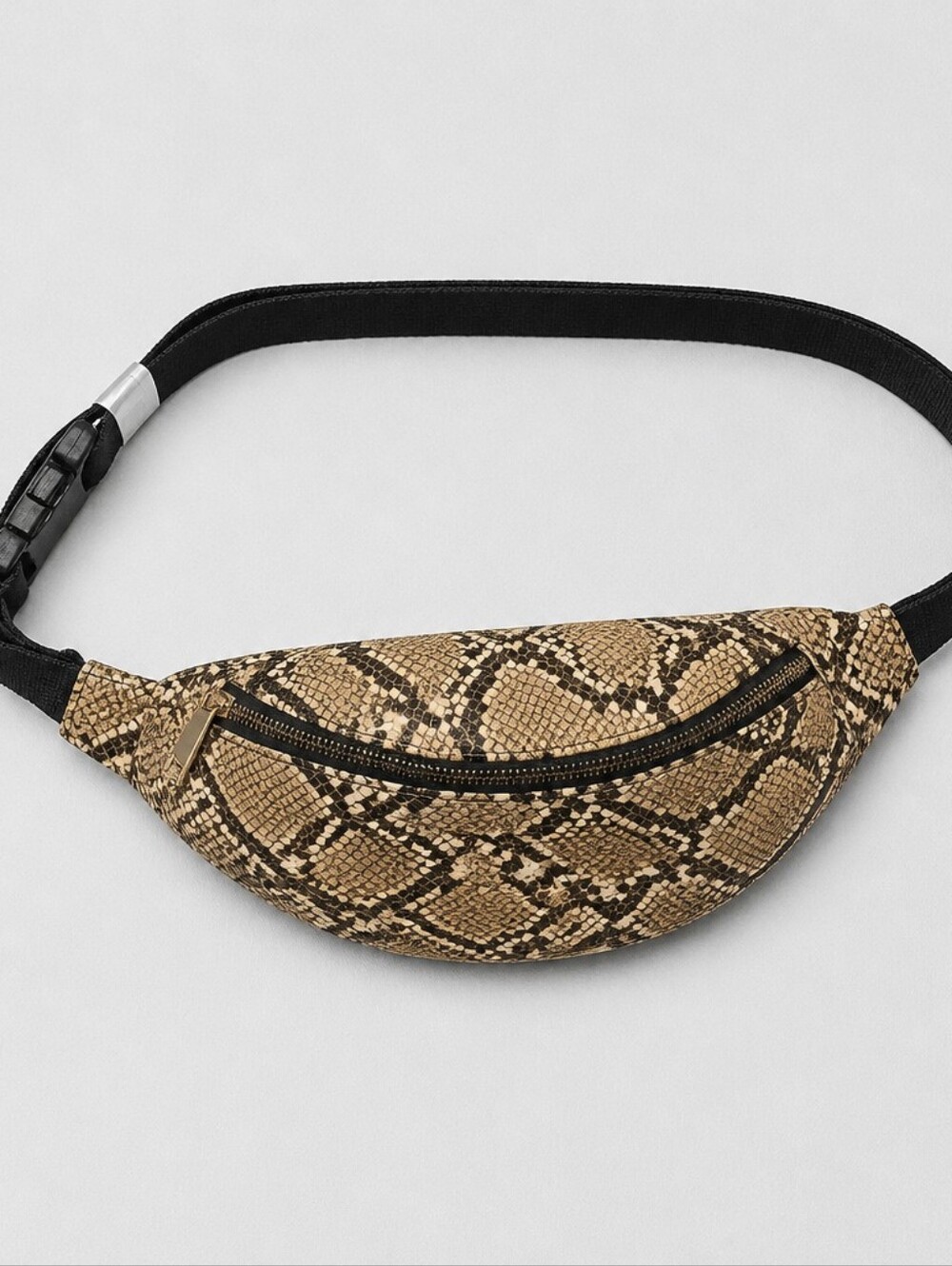 Snake-Print Waist Bag - Brown
